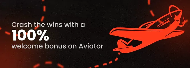 banner dizendo crash the win com bônus de boas-vindas de aviator