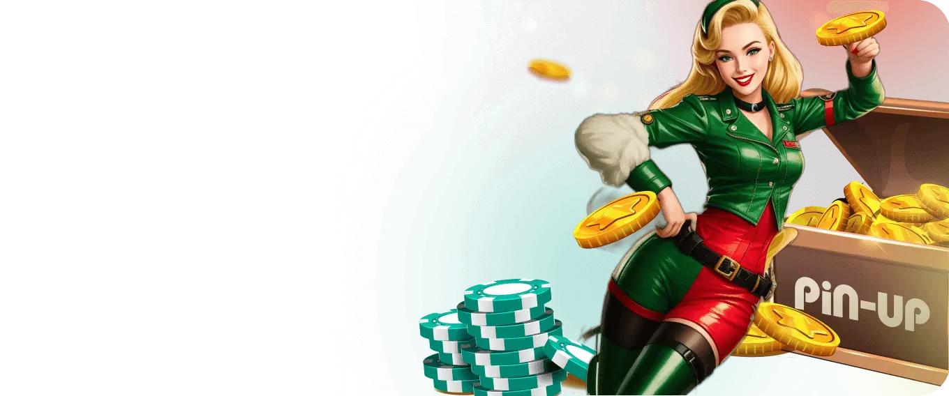 banner de uma garota aviadora estilo pinup perto de um baú de tesouro