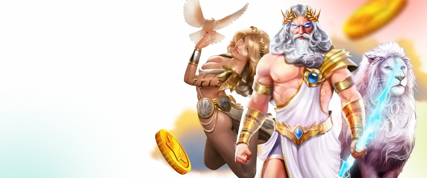 tela do herói representando uma mistura de personagens de diferentes slots do cassino pin up